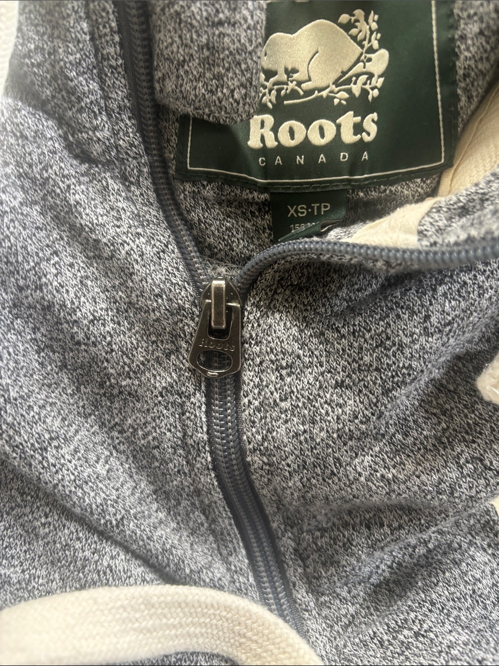 Roots Canada Grey Hooded Onesie Jumpsuit XS Full Zip Beaver Logo - Picture 7 of 8
